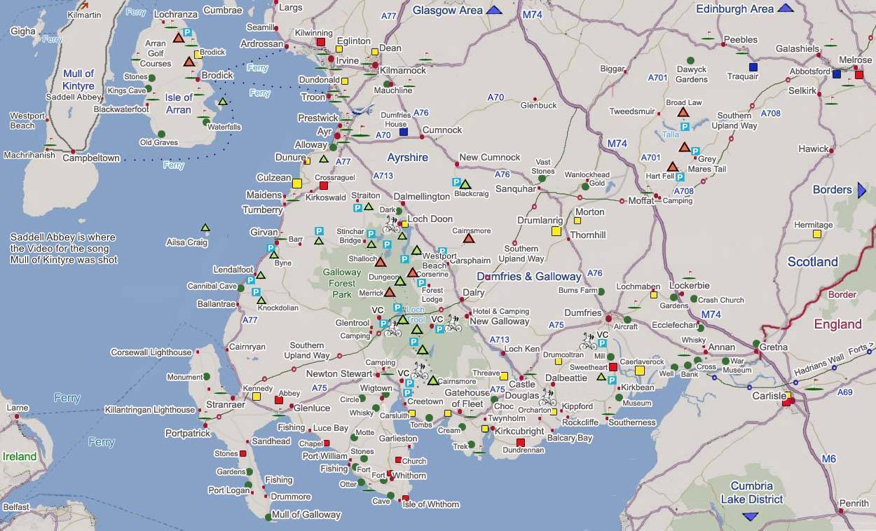 Southern Scotland Mountains Map